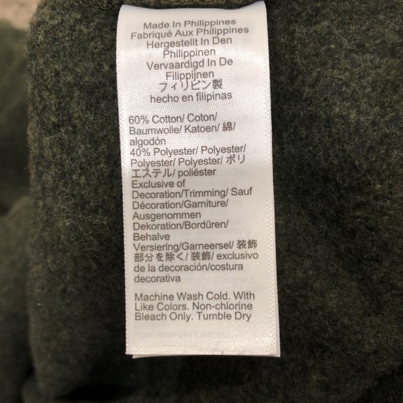 J Crew Wide Button Collar Sweatshirt Size XS Forest Green Cloudspun Fleece - Picture 7 of 11